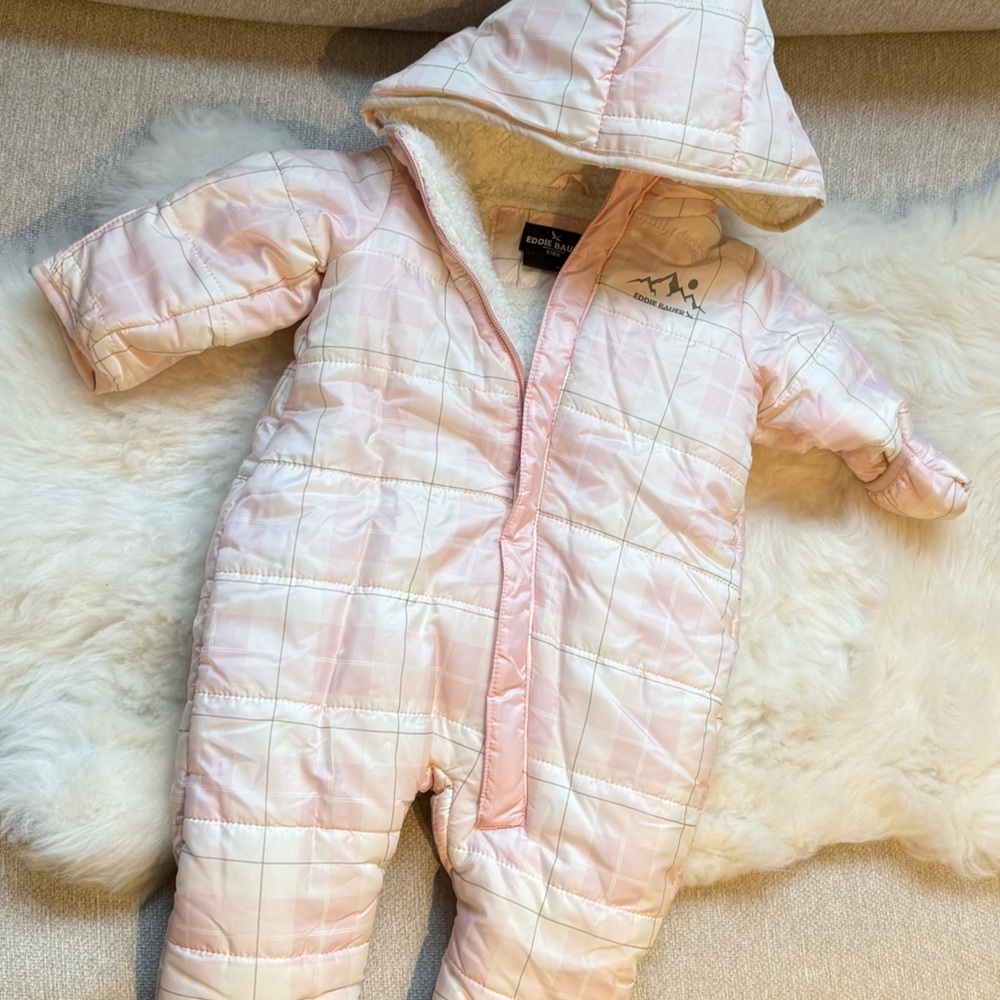 Eddie Bauer Light Pink Quilted Baby Snowsuit
